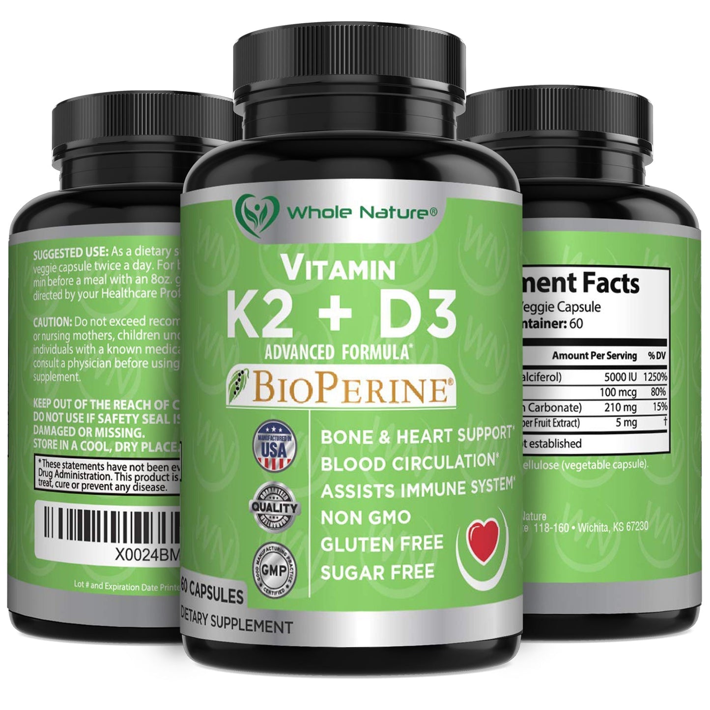 Whole Nature K2 (MK7)+D3 Plus Calcium-1