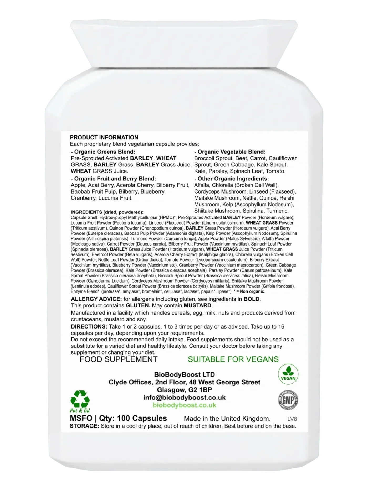 BioBodyBoost Organic Food Form Greens Supplements-1