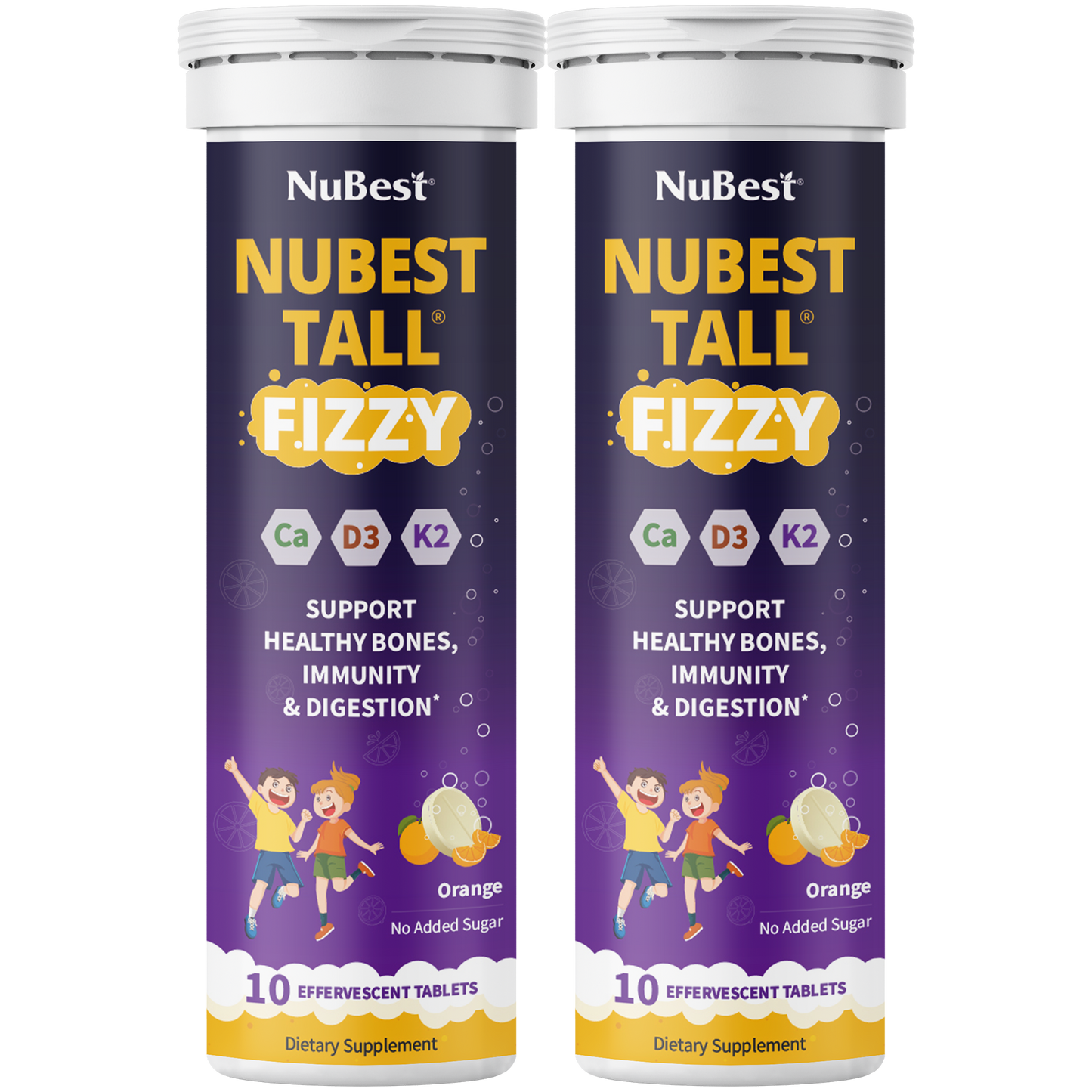NuBest Tall Fizzy – Height Growth & Bone Strength, Orange Flavor, 10