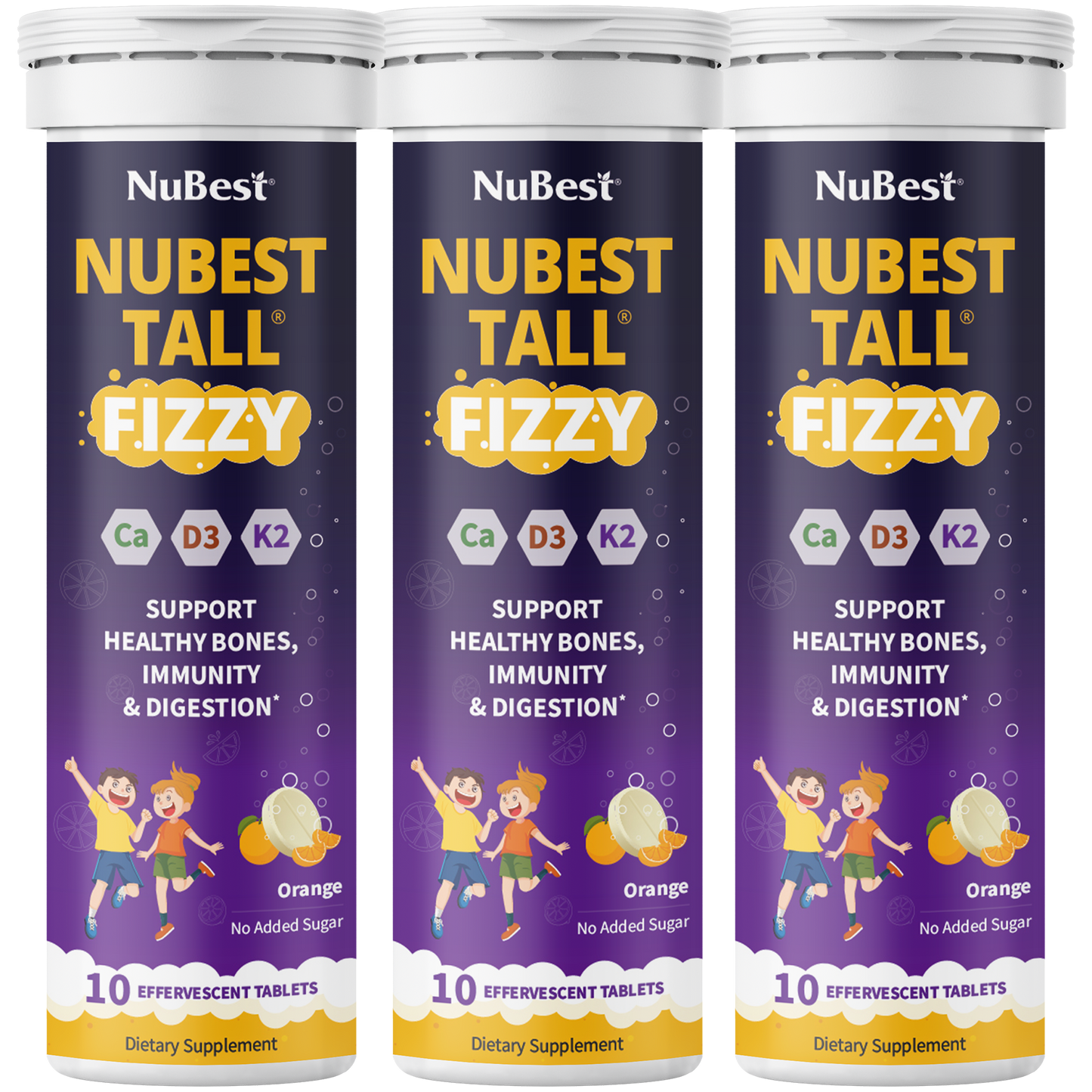 NuBest Tall Fizzy – Height Growth & Bone Strength, Orange Flavor, 10