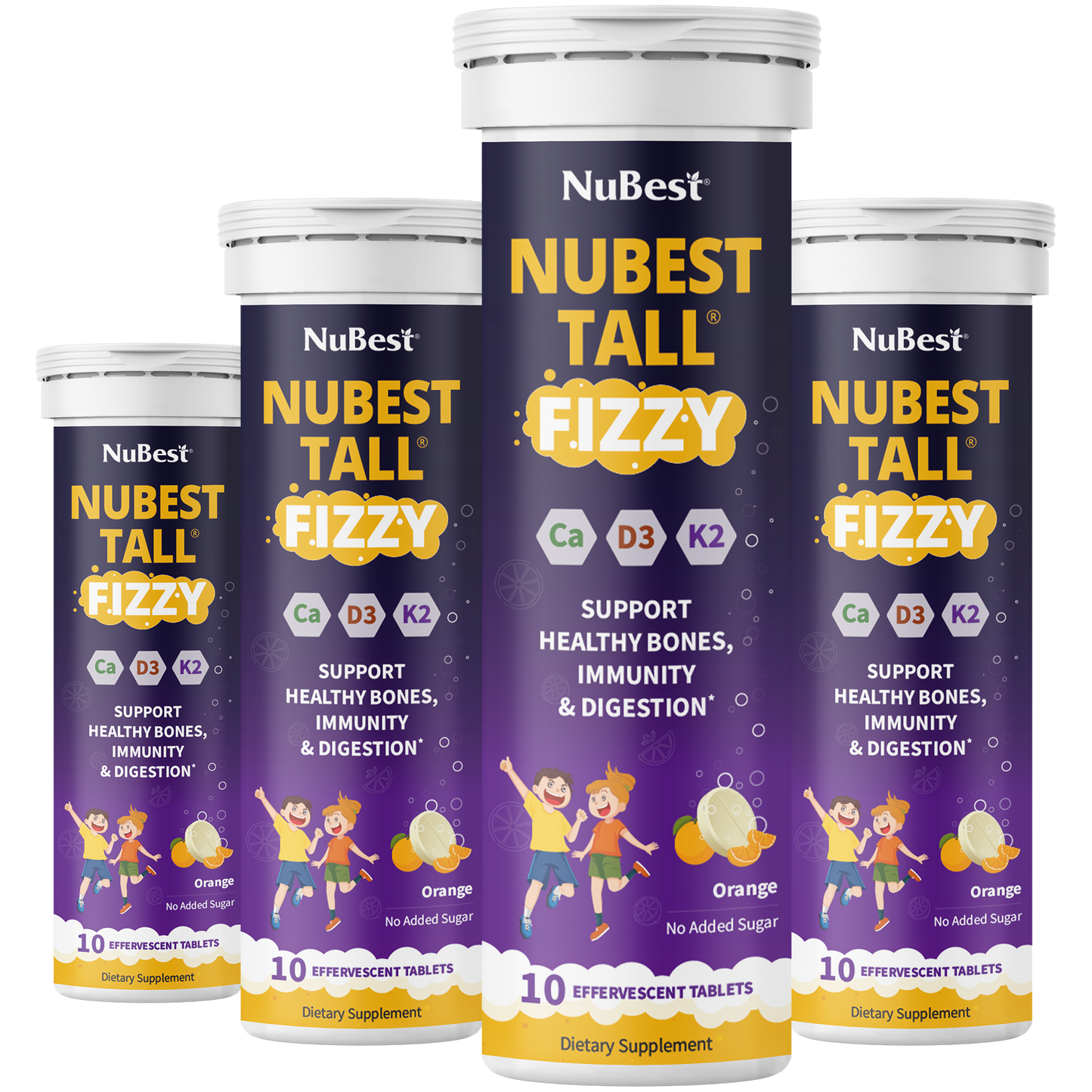NuBest Tall Fizzy – Height Growth & Bone Strength, Orange Flavor, 10