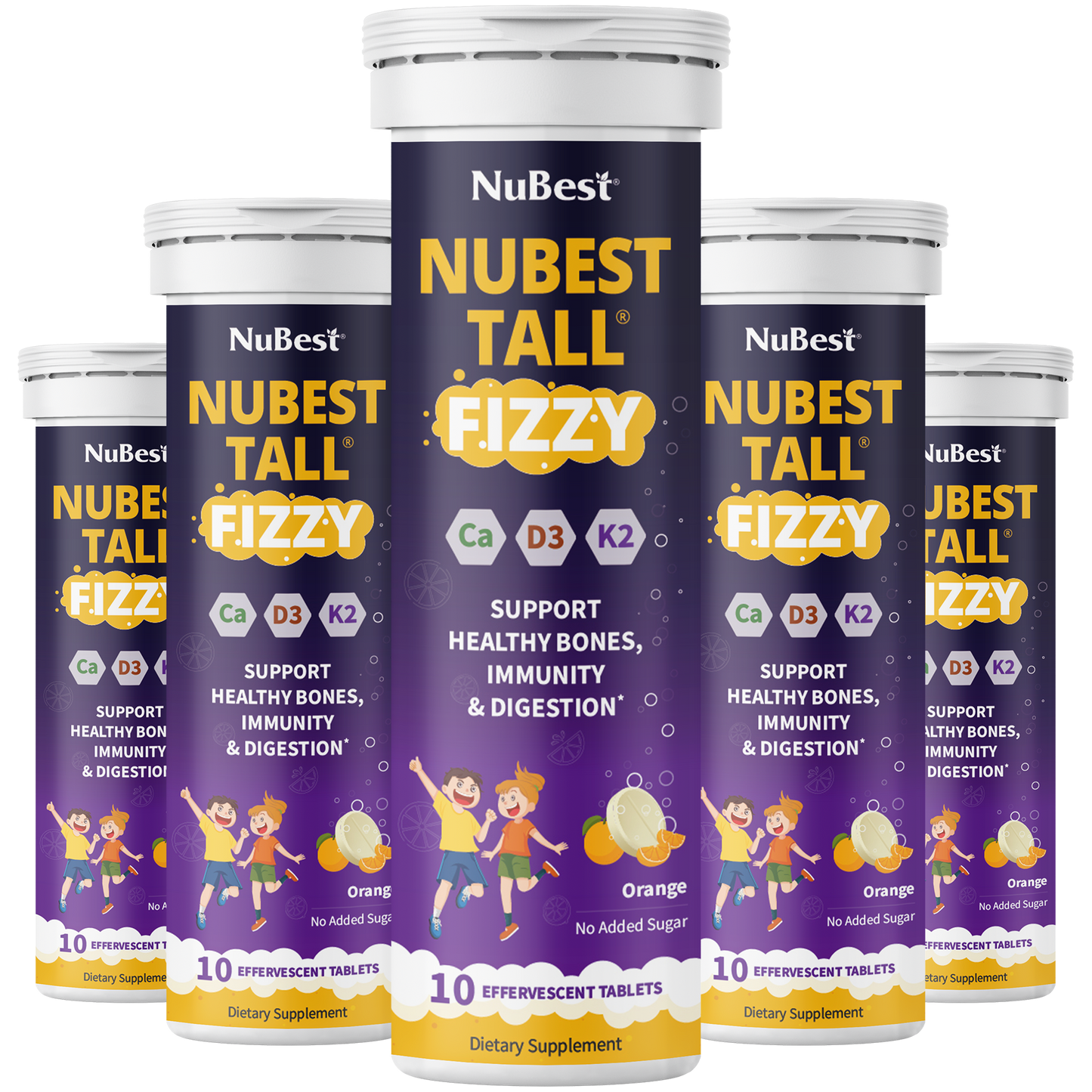 NuBest Tall Fizzy – Height Growth & Bone Strength, Orange Flavor, 10