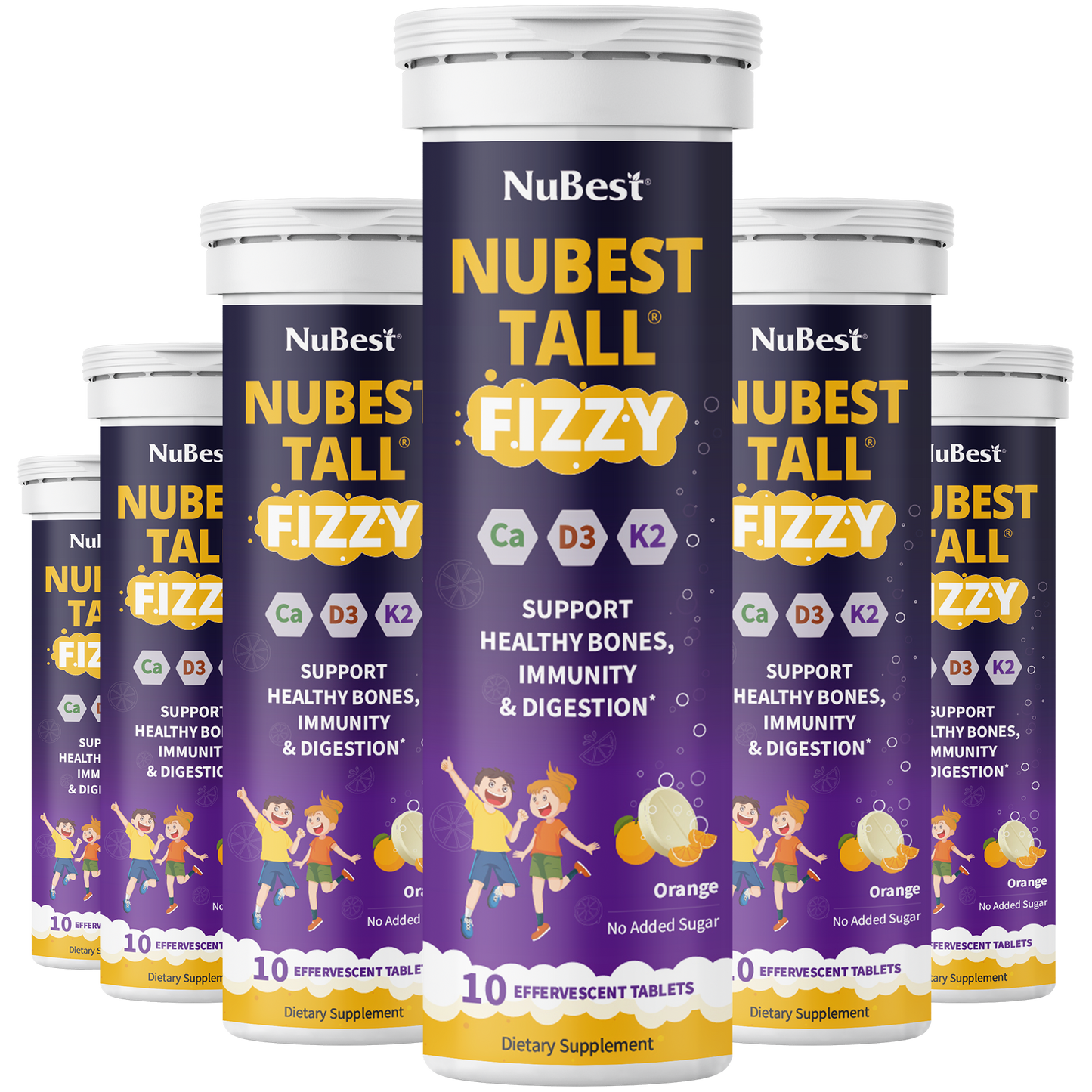 NuBest Tall Fizzy – Height Growth & Bone Strength, Orange Flavor, 10
