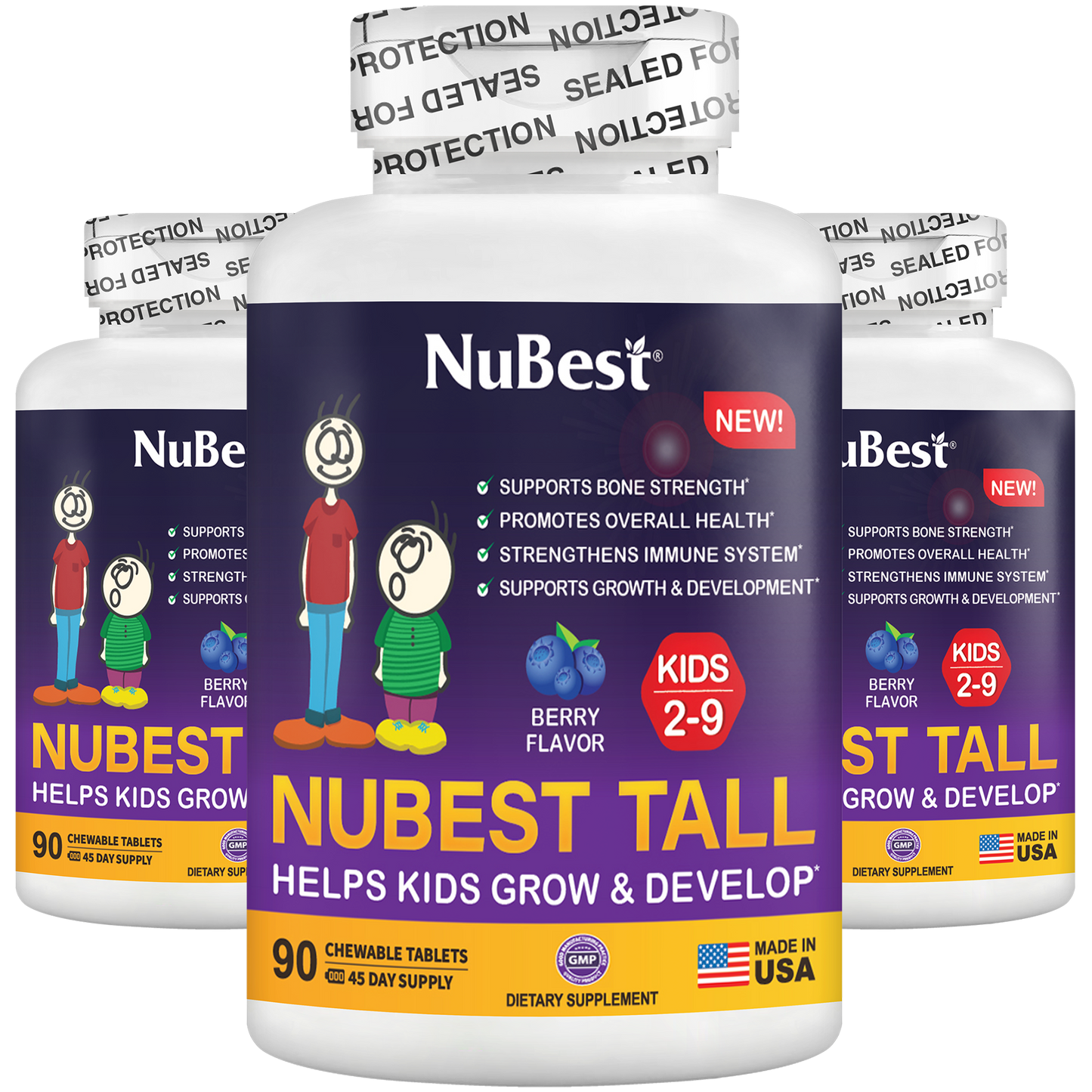 NuBest Tall Kids, Berry Flavor, 90 Chewables