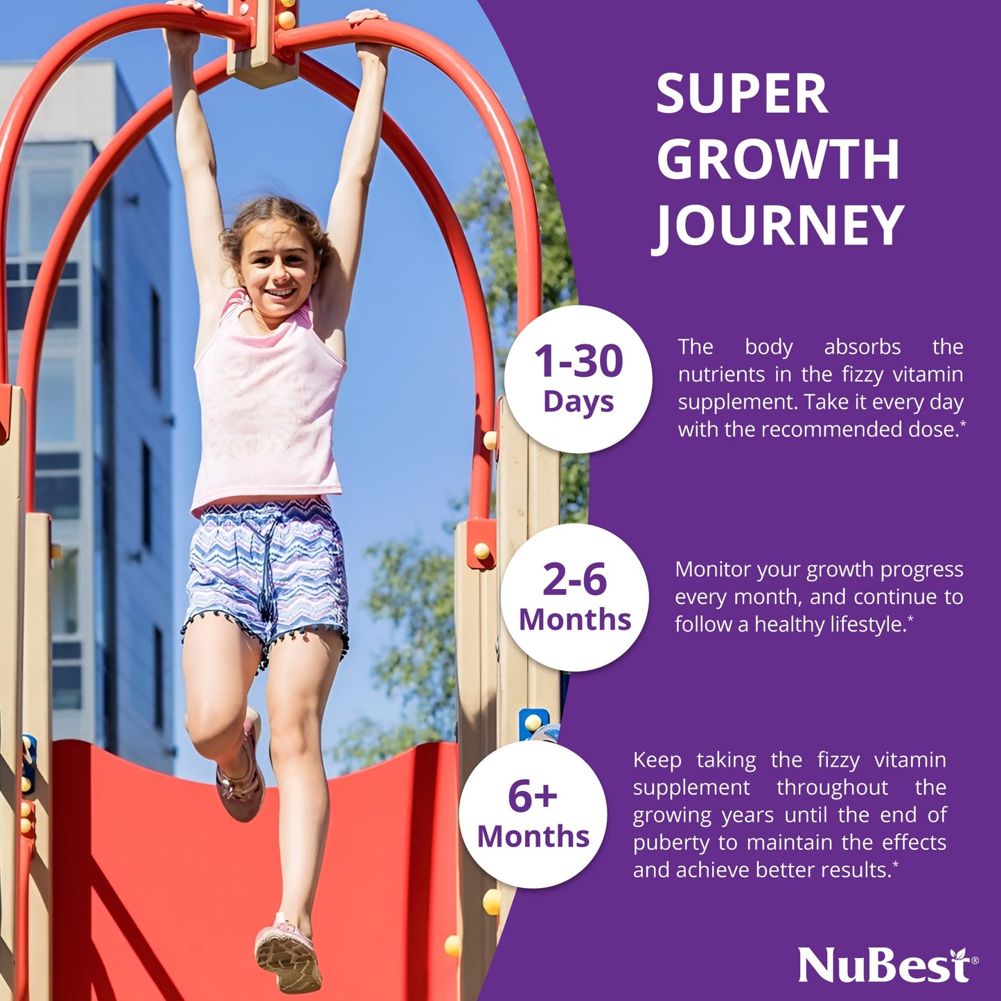 NuBest Tall Fizzy – Height Growth & Bone Strength, Orange Flavor, 10